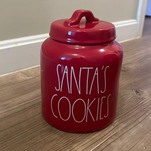 Rae Dunn Santa’s Cookies Christmas Red Canister NWT
